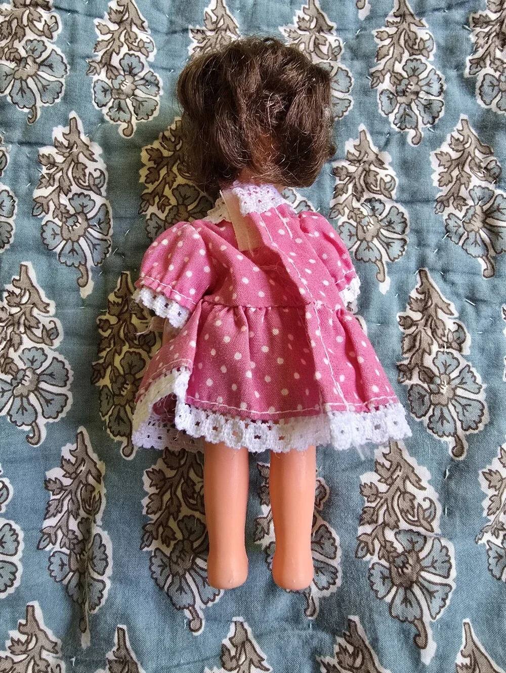 Vintage Brunette Plastic Doll With Dress